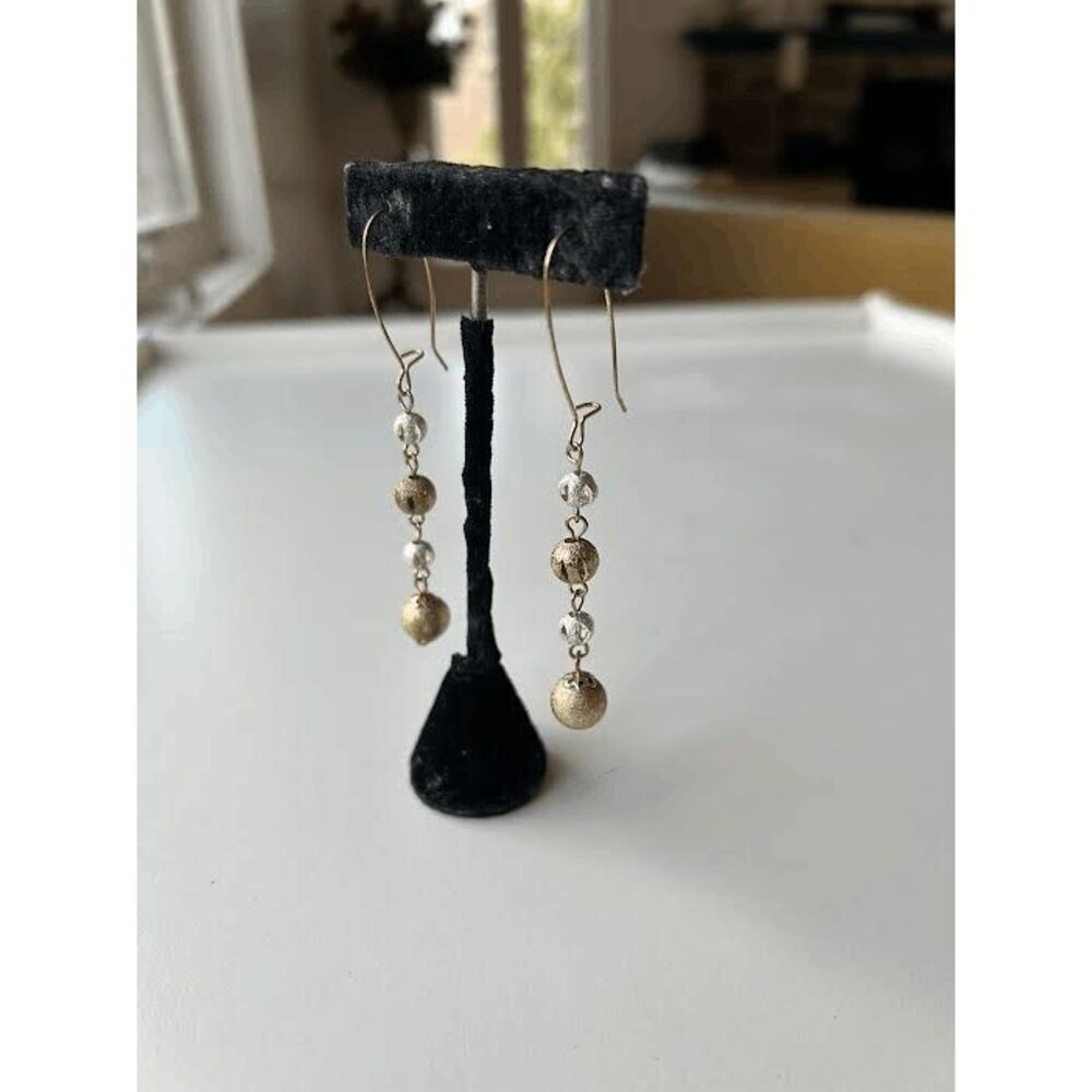 Glam Metallic Assorted Spheres In Long-Drop Earrings